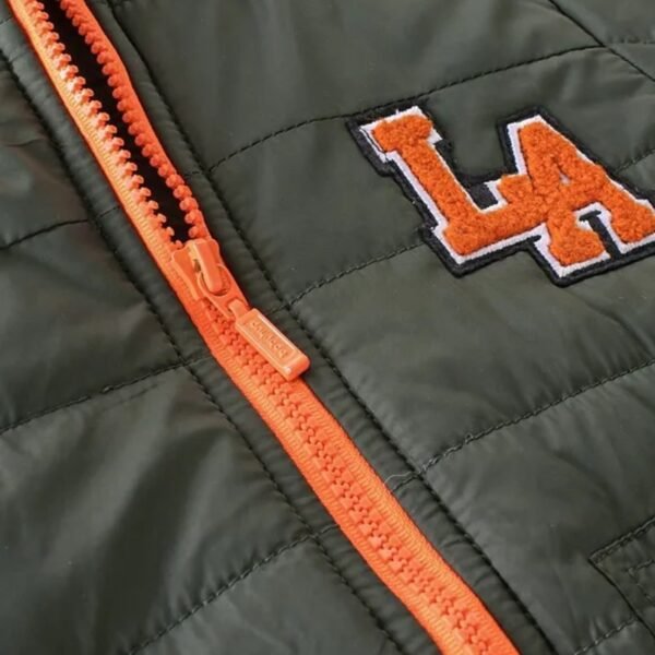 Babyhug Full Sleeves Padded & Hooded Jacket With Text Embroidery- Olive - Image 3