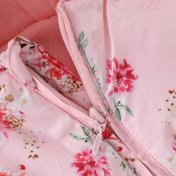 Babyhug Woven Full Sleeves Floral Printed Hooded Jacket - Pink - Image 4