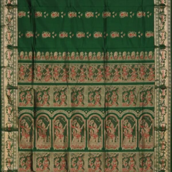 Baluchari Silk Green Saree - Image 3