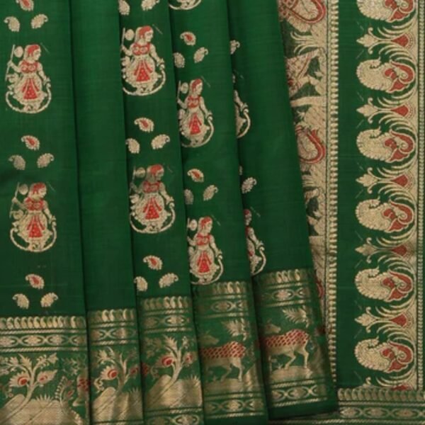 Baluchari Silk Green Saree