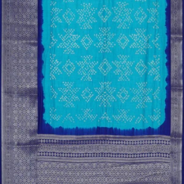Banarasi Chiniya Sky Blue Bandhani Saree - Image 3