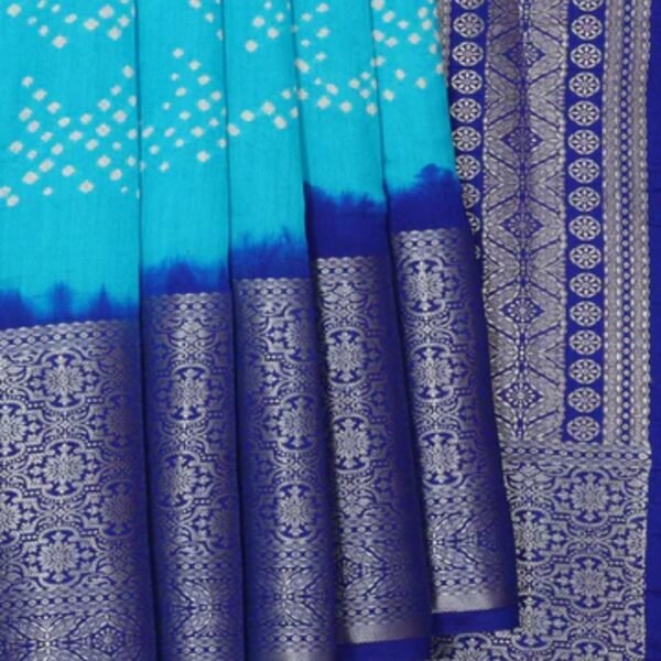 Banarasi Chiniya Sky Blue Bandhani Saree