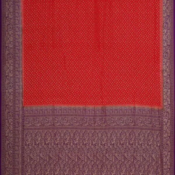 Banarasi Crepe Red Saree - Image 3