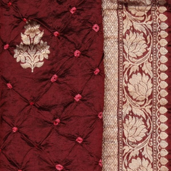 Bandhani Maroon Saree - Image 2