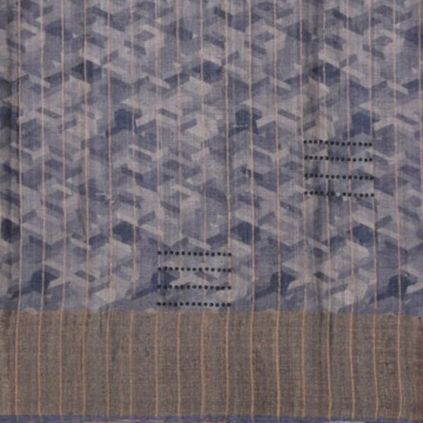 Bhagalpur Tussar Silk Grey Saree - Image 3