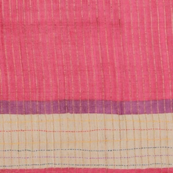 Bhagalpur Tussar Silk Magenta Saree - Image 3