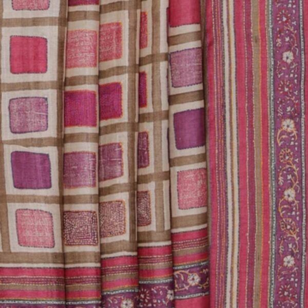Bhagalpur Tussar Silk Magenta Saree