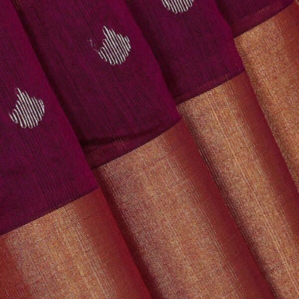 Chanderi Cotton Silk Deep Wine Saree - Image 2