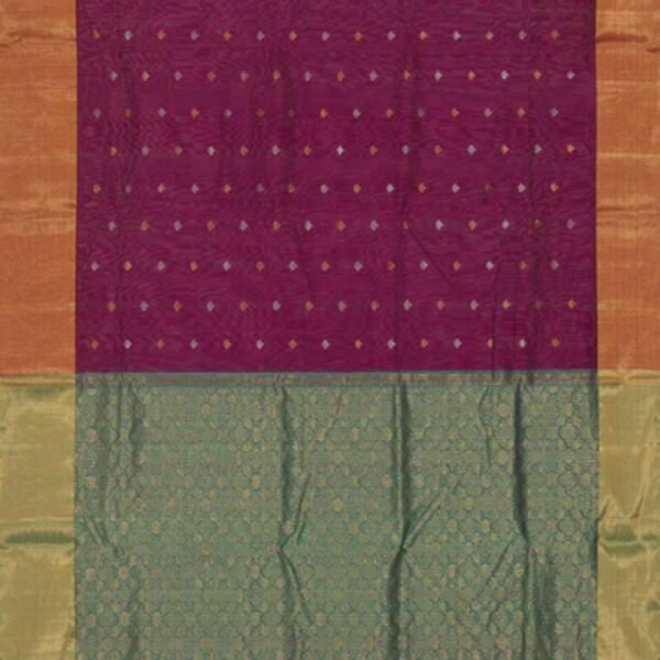 Chanderi Cotton Silk Deep Wine Saree - Image 3