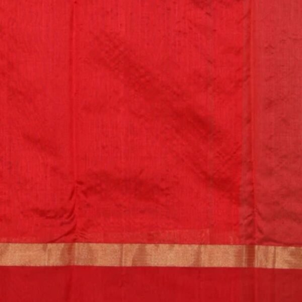 Chanderi Cotton Silk Ruby Red Saree - Image 3
