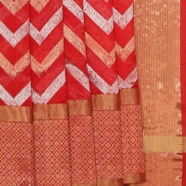 Chanderi Cotton Silk Ruby Red Saree