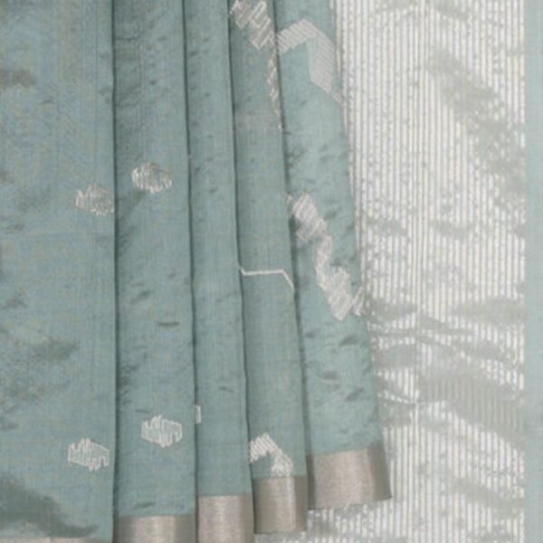 Chanderi Kora Silk Greenish Grey Saree