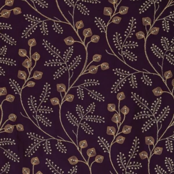 Chiffon Embroidery Violet Saree - Image 2