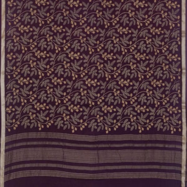 Chiffon Embroidery Violet Saree - Image 3