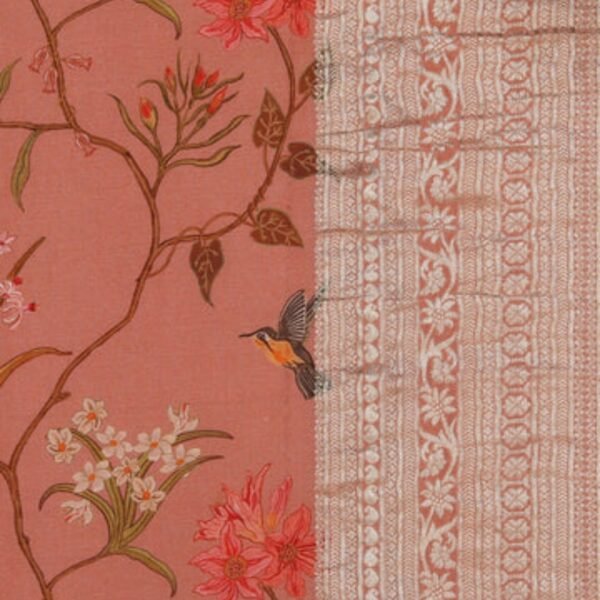 Chiffon Peach Saree - Image 2