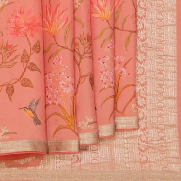 Chiffon Peach Saree