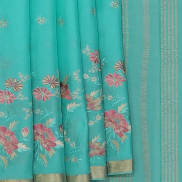 Chiffon Sea Green Saree