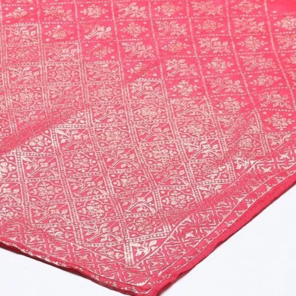 Crimson Red Cotton Anarkali Kurta Churidar Suit Set - Image 2