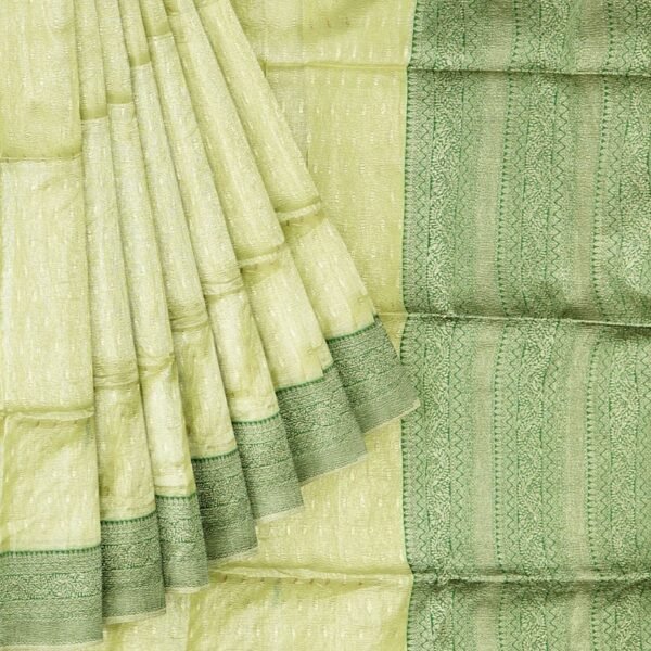 Crushed Tissue Kanchi Border LemonYellow Saree - Image 2