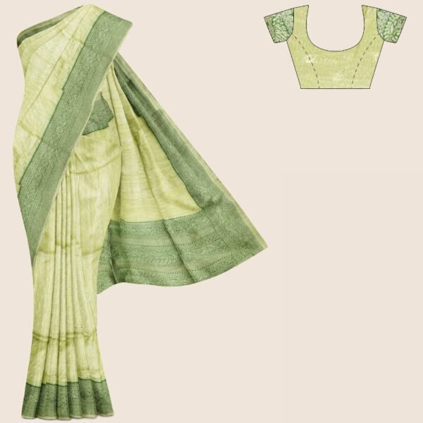 Crushed Tissue Kanchi Border LemonYellow Saree