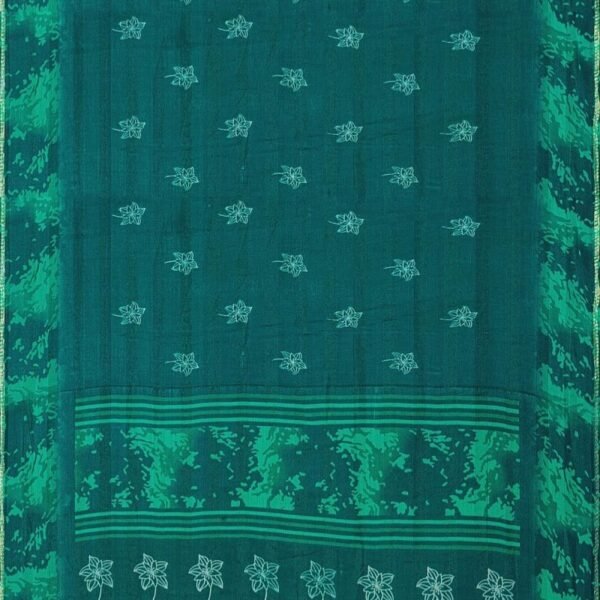 DARK BLUE and TEAL FLORAL BUTTIS CHIFFON Saree with FANCY - Image 3