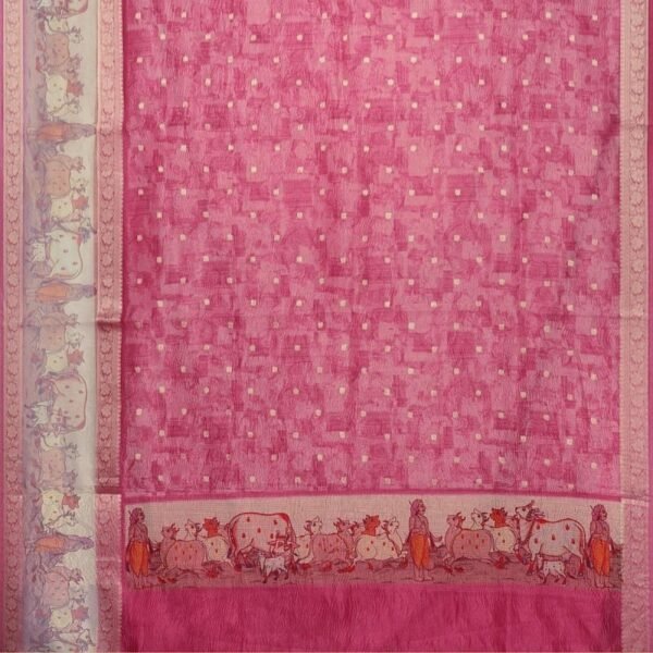 DUSTY PINK and GOLD BUTTIS GLASS KORA Saree with BANARASI FANCY - Image 3