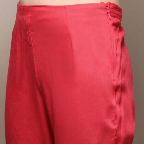 Fuschia Rayon Straight Kurta Pant Suit Set - Image 3