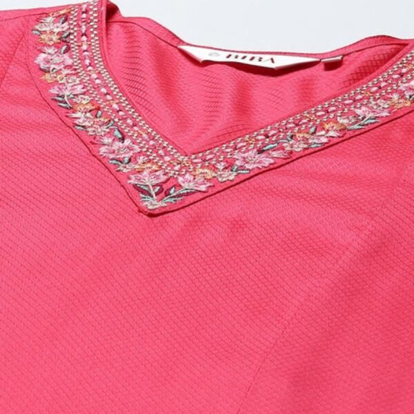 Fuschia Rayon Straight Suit Set - Image 4
