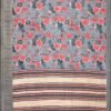 GREY and MULTI CHECKS & FLORALS SILK Saree with BANARASI FANCY - Image 4