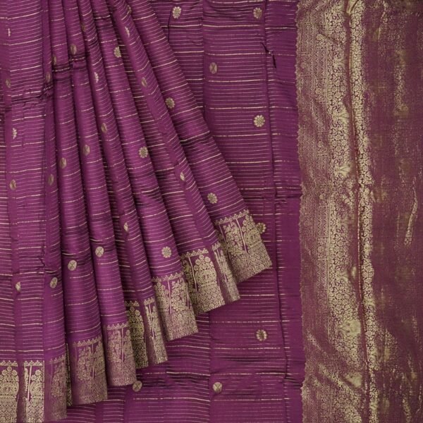 Georgette Kanchi Weaving Doriya Styile Wine Saree - Image 2