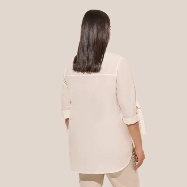 Gia Off-White Leaf Embroidered Cotton Shirt - Image 2