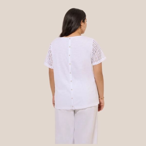 Gia White Laser-Cut Detailed Cotton Top - Image 2