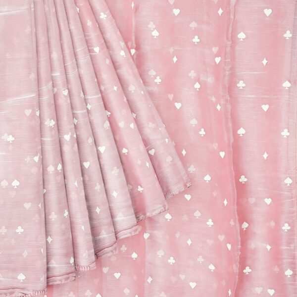 Glass Tissue Threading Butti Peach Saree - Image 2