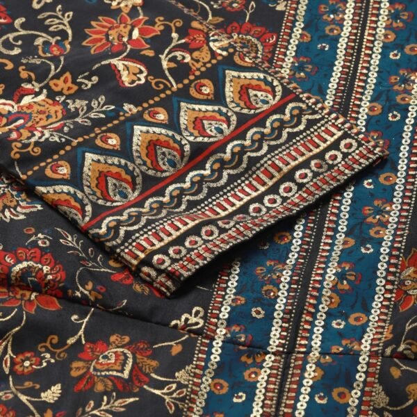 Grey Floral Foil Print kurta - Image 2