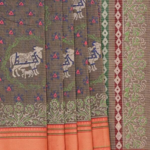 Hand block printed cotton saree - Image 2
