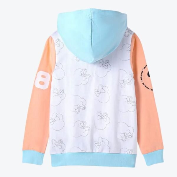 HoneyHap Disney Cut & Sew Hooded Full Sleeves Sweat Jackets With Minnie Mouse Graphics - Blue White & Peach - Image 2
