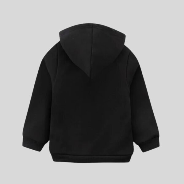 KAVEE Pure Cotton Warm Fleece Full Sleeves Bear Text Printed Hooded Sweatshirt - Black - Image 2