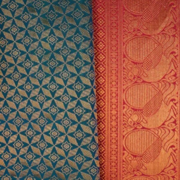Kanchipattu Brocade Teal Blue Saree - Image 2