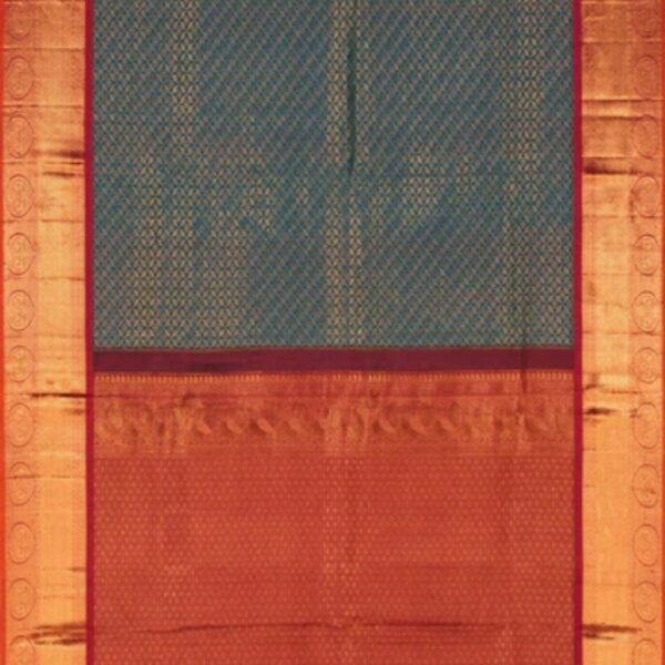 Kanchipattu Brocade Teal Blue Saree - Image 3