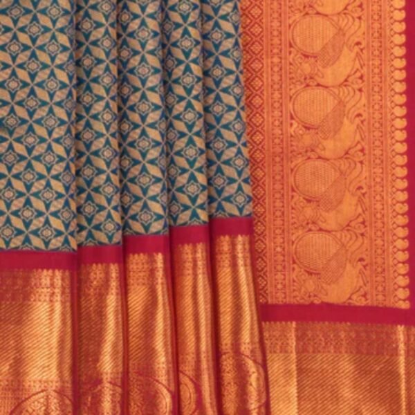 Kanchipattu Brocade Teal Blue Saree