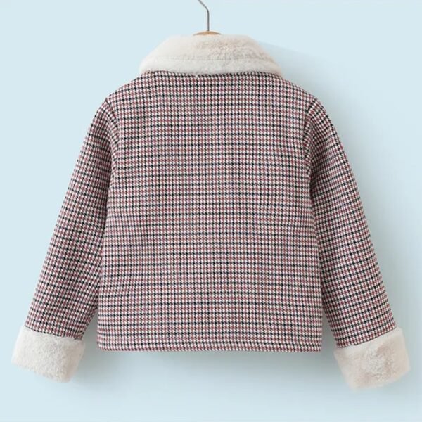 Kookie Kids Full Sleeves Collared Neck Winter Jacket With Checks Design - Brown - Image 2