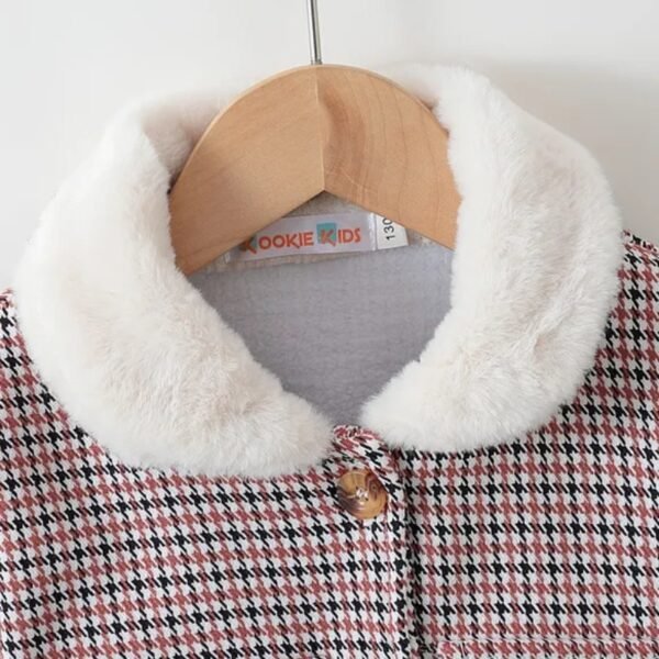 Kookie Kids Full Sleeves Collared Neck Winter Jacket With Checks Design - Brown - Image 3
