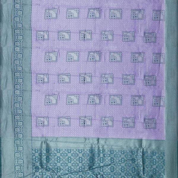 LAVENDER and DARK BLUE WOVEN DESIGN SILK Saree with BANARASI FANCY - Image 3