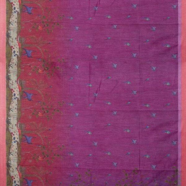 LAVENDER and DUSTY PINK DIGITAL PRINT SILK Saree with FANCY - Image 3