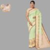 LIGHT PISTA and MAGENTA FLORAL JAAL SILK BLEND Saree with SEMI PATTU