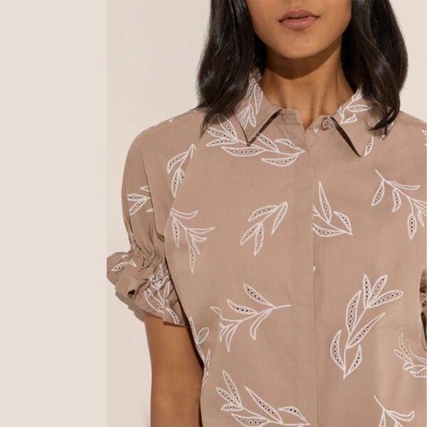 LOV Light Taupe Foliage Printed Shirt - Image 3