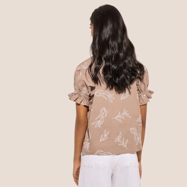 LOV Light Taupe Foliage Printed Shirt - Image 4
