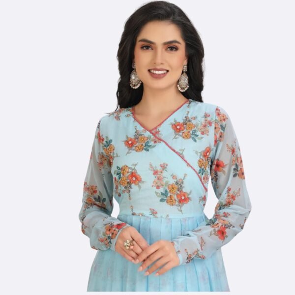 Light Blue Chiffon Anarkali - Image 3