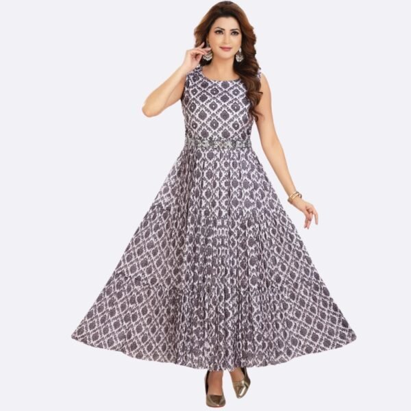 Light Grey Chinnon Kurtis Full Length