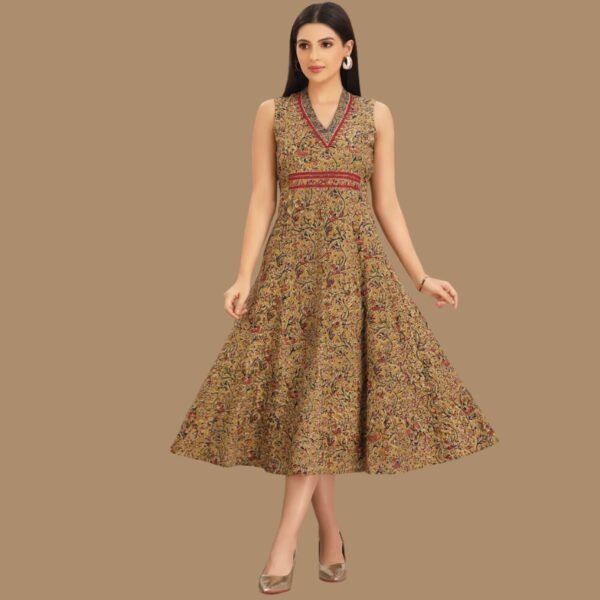 Light Mustard Cotton Kurti Frock Style